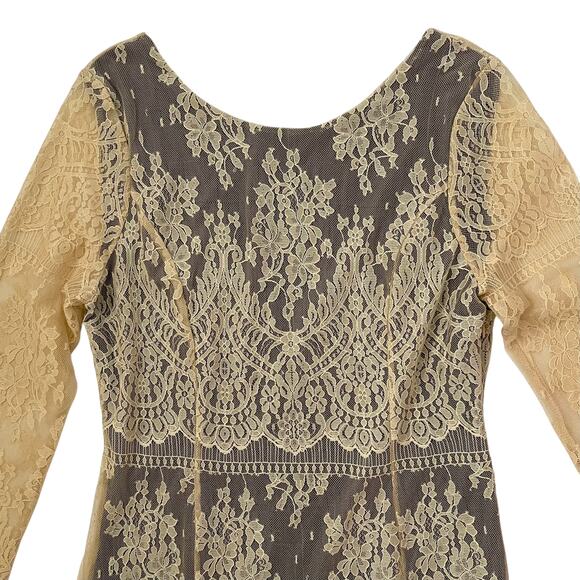 NWOT Free People Lace Boho Mini Dress - Tan and Black - Vintage Inspired - M - Picture 5 of 8